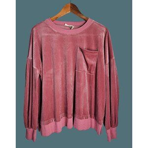 Poll Oversized Cozy Sift Stretch Pullover Ribbed Top Women Size S